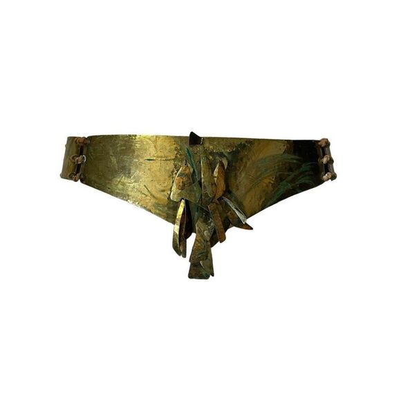 Statement Artisan Handmade Brutalist Boho Hippie Wide Brass Copper Belt OOAK main image 13